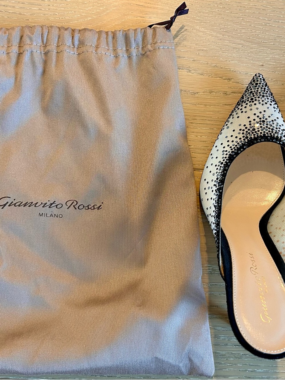 Gianvito Rossi Black and White Pointed Toe D'Orsay Pump